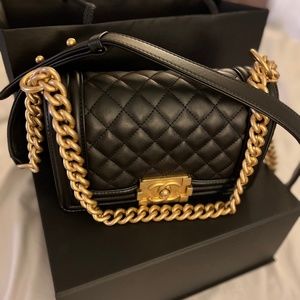 Chanel Small Boy Handbag with Gold Hardware